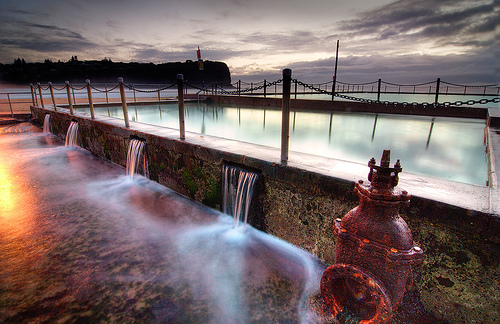 Red Light and Streaming Water